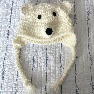 🎀 3 for $45 Handmade Crochet Adult Polar Bear Hat with Ear Flaps